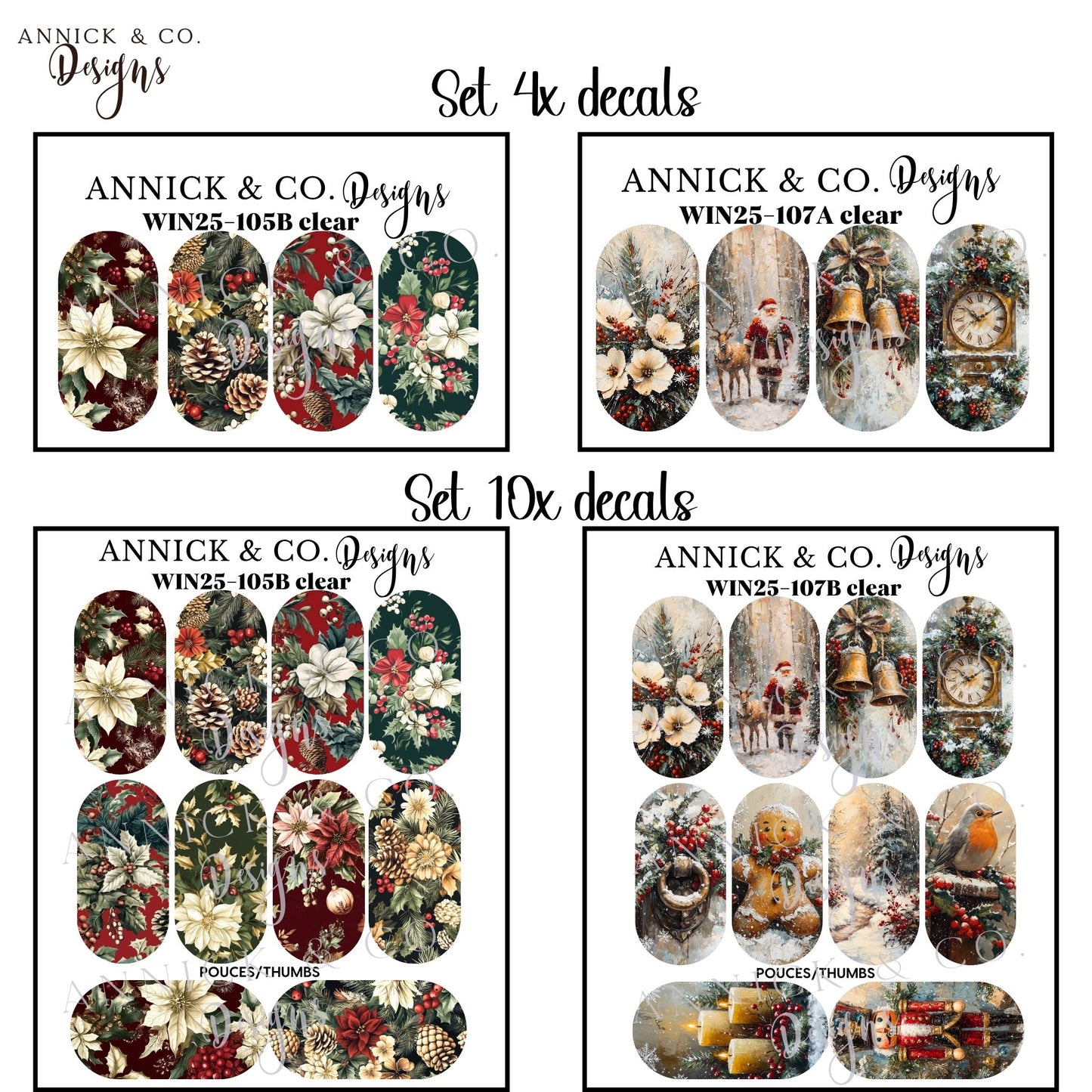  Winter flowers waterslide decals for nails