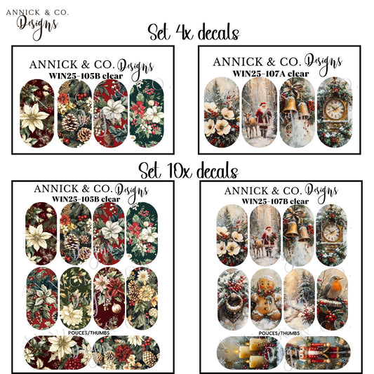  Winter flowers waterslide decals for nails