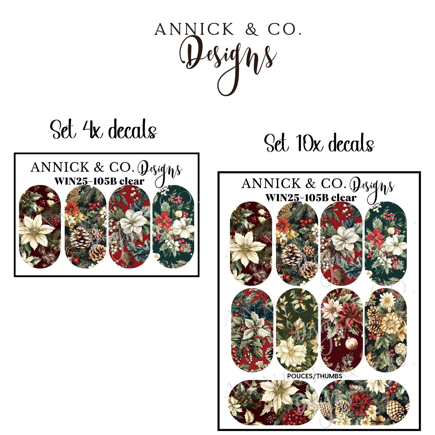  Winter flowers waterslide decals for nails