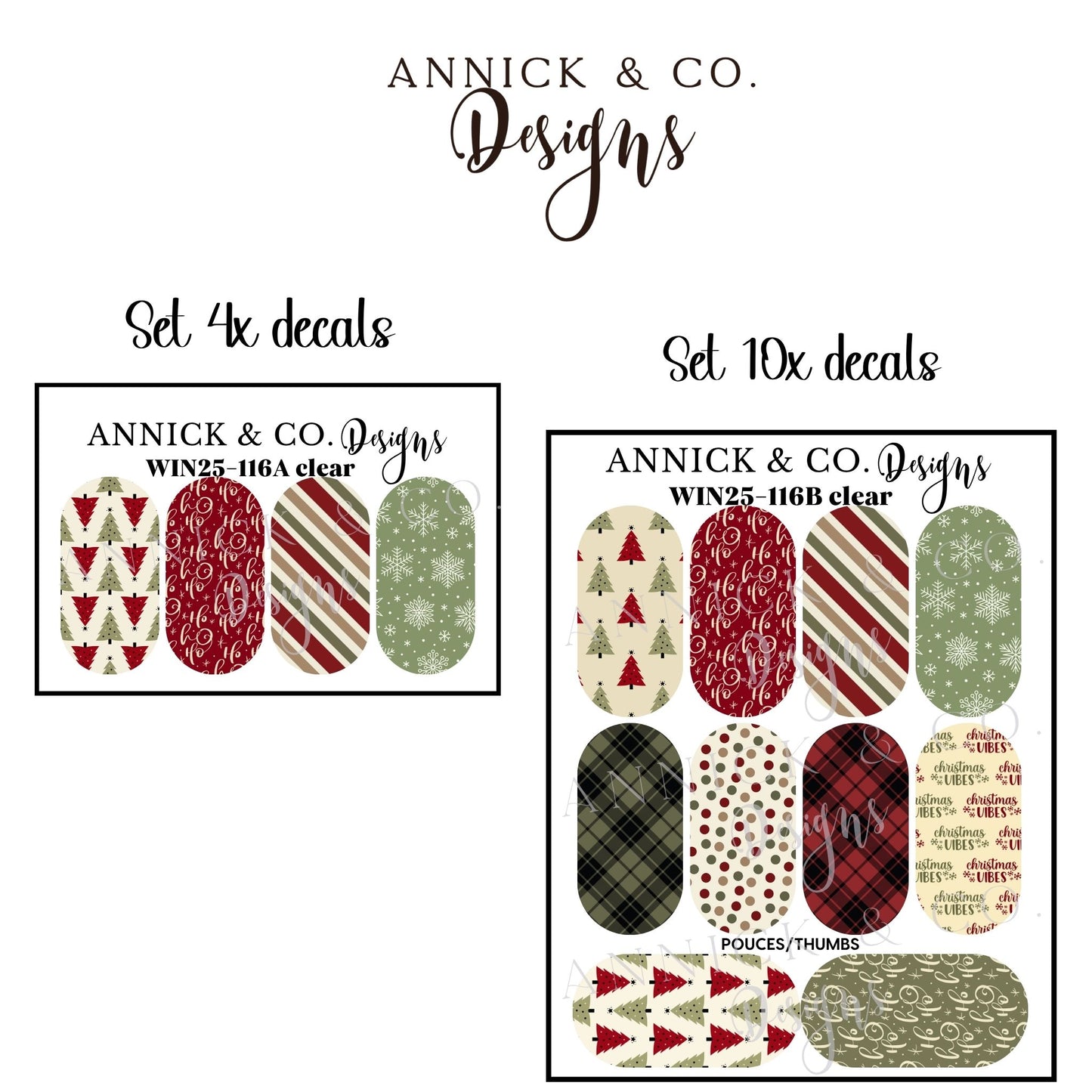 CHRISTMAS waterslide decals for nails