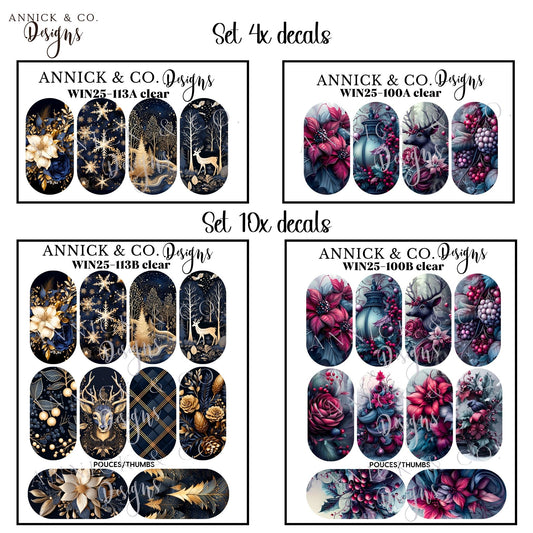 Winter and Christmas waterslide decals for nails