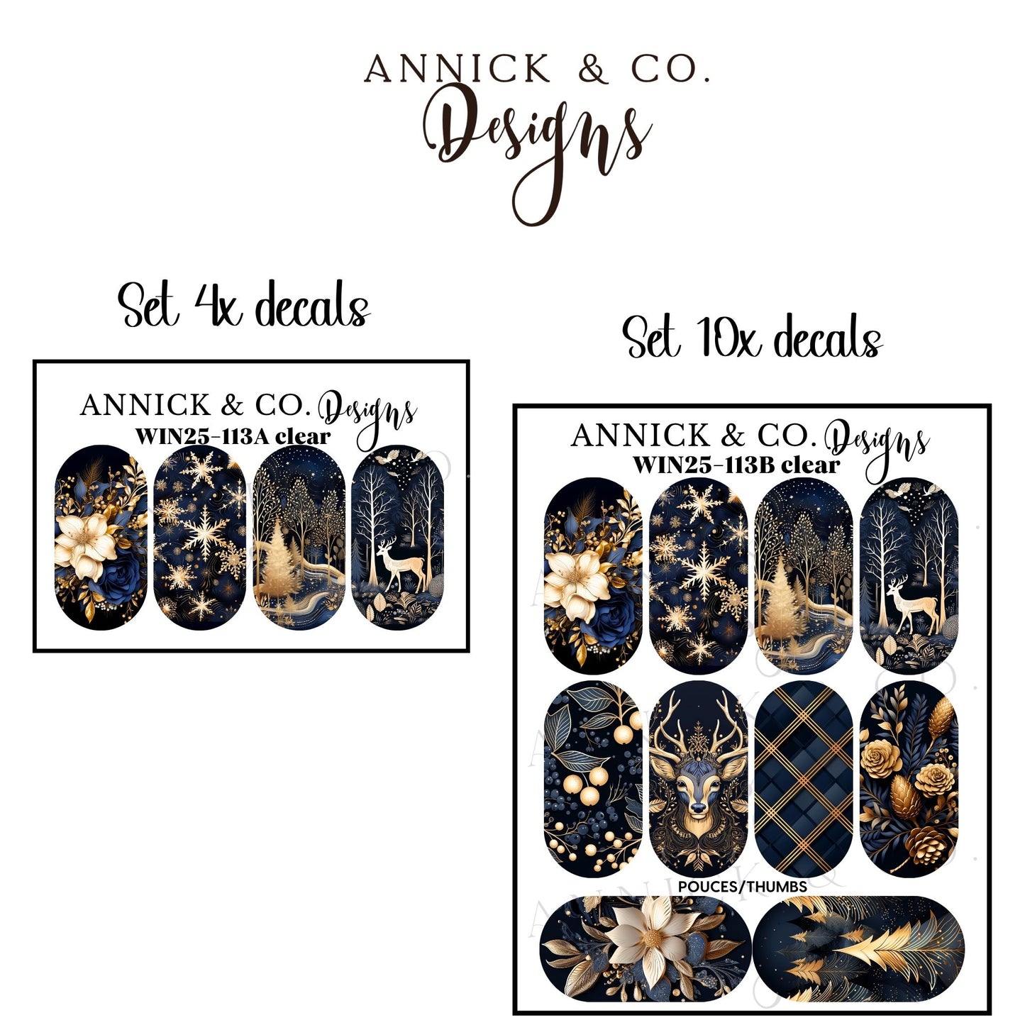 Winter and Christmas waterslide decals for nails