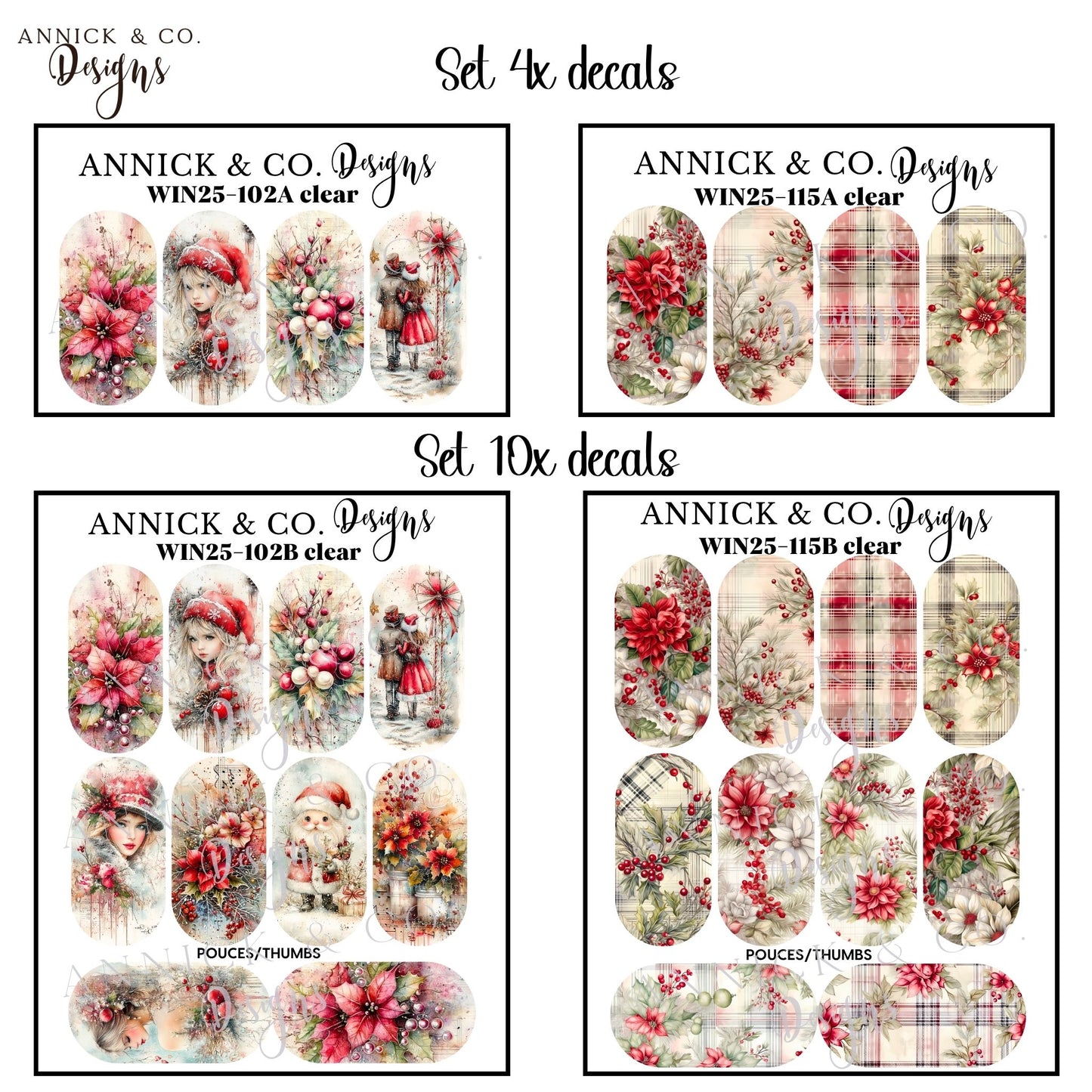 CHRISTMAS decor waterslide decals for nails