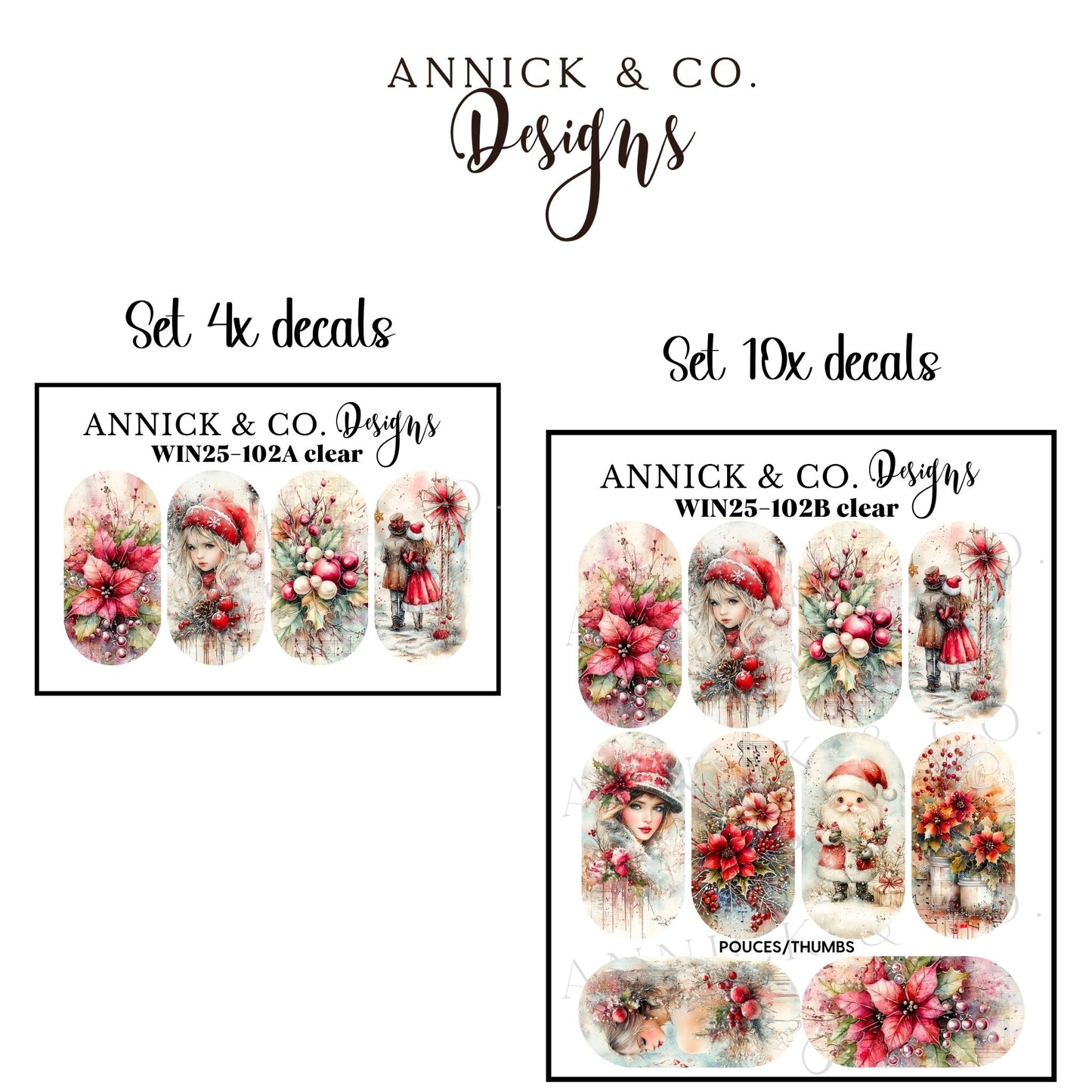 CHRISTMAS decor waterslide decals for nails