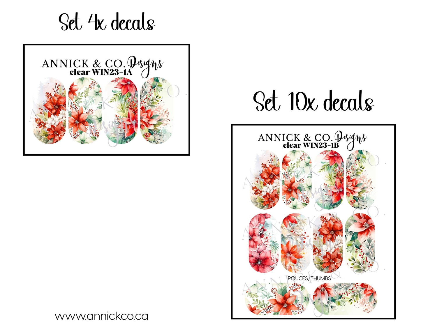 Winter Flowers waterslide decals for nails