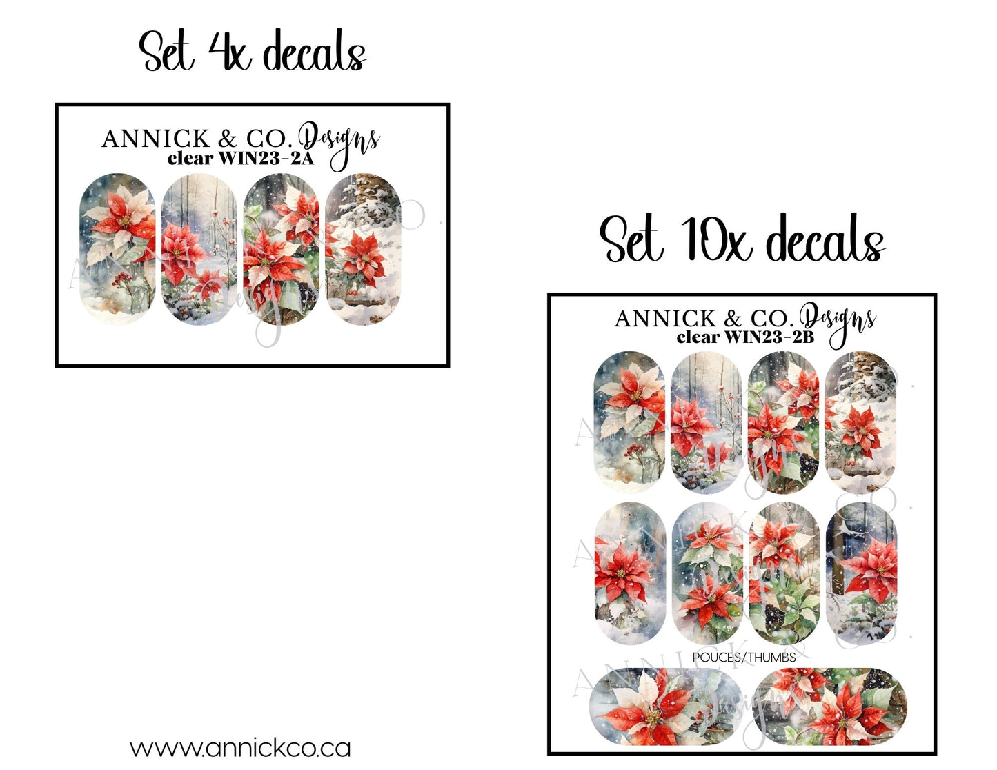 Winter Flowers waterslide decals for nails