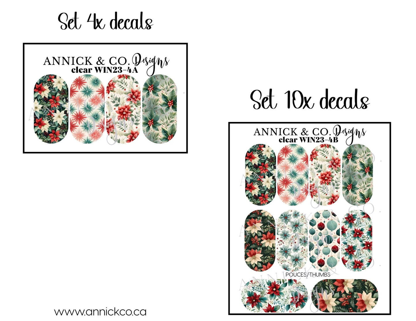 Winter Flowers and Christmas waterslide nails decals