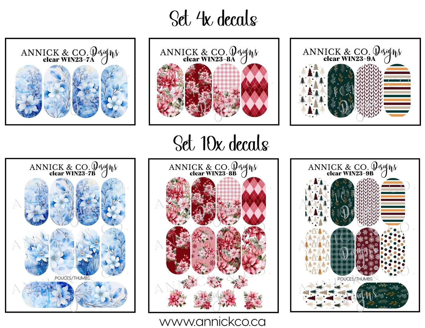 Winter Flowers waterdecals for nails