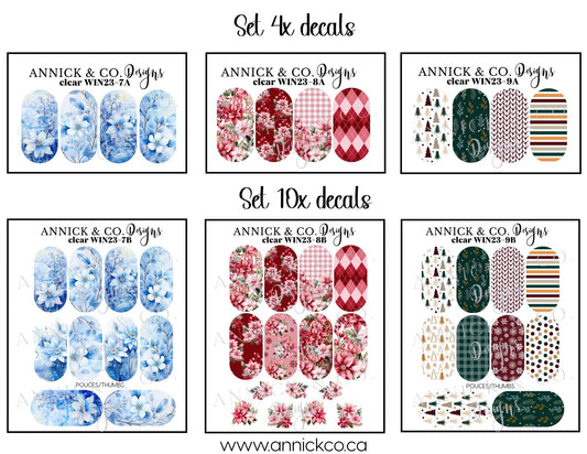 Winter Flowers waterslide decals for nails