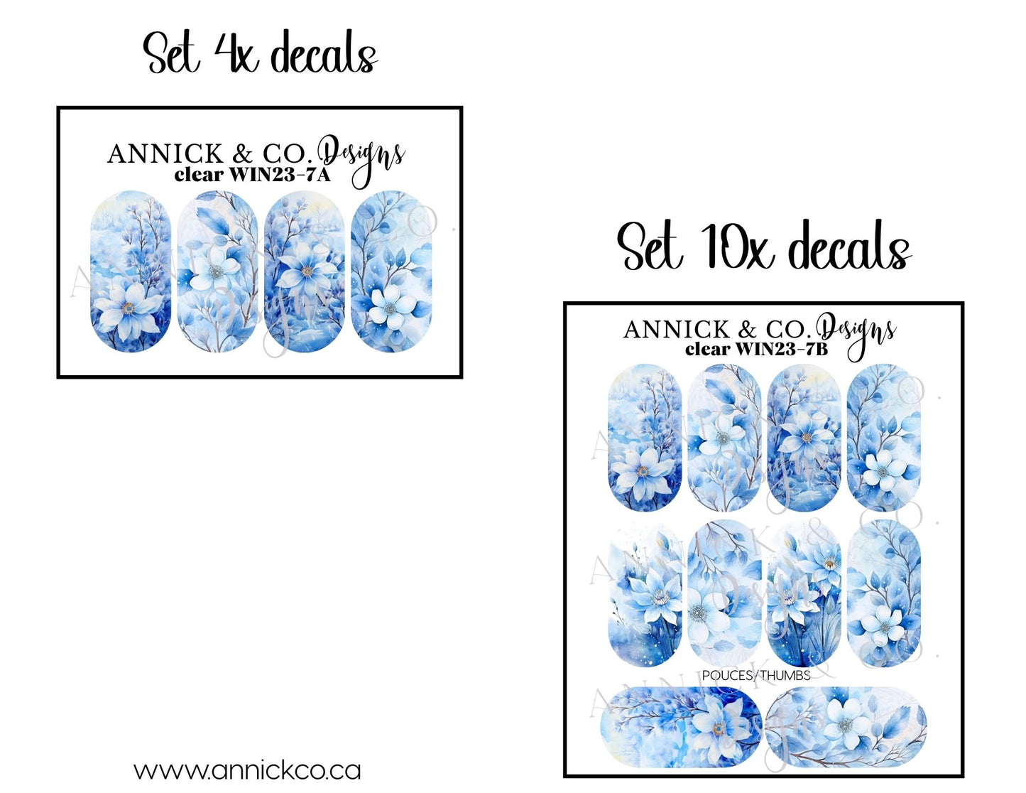Winter Flowers waterdecals for nails