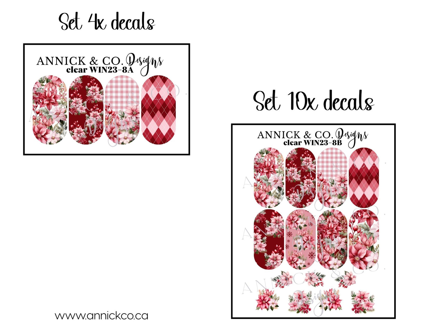 Winter Flowers waterdecals for nails