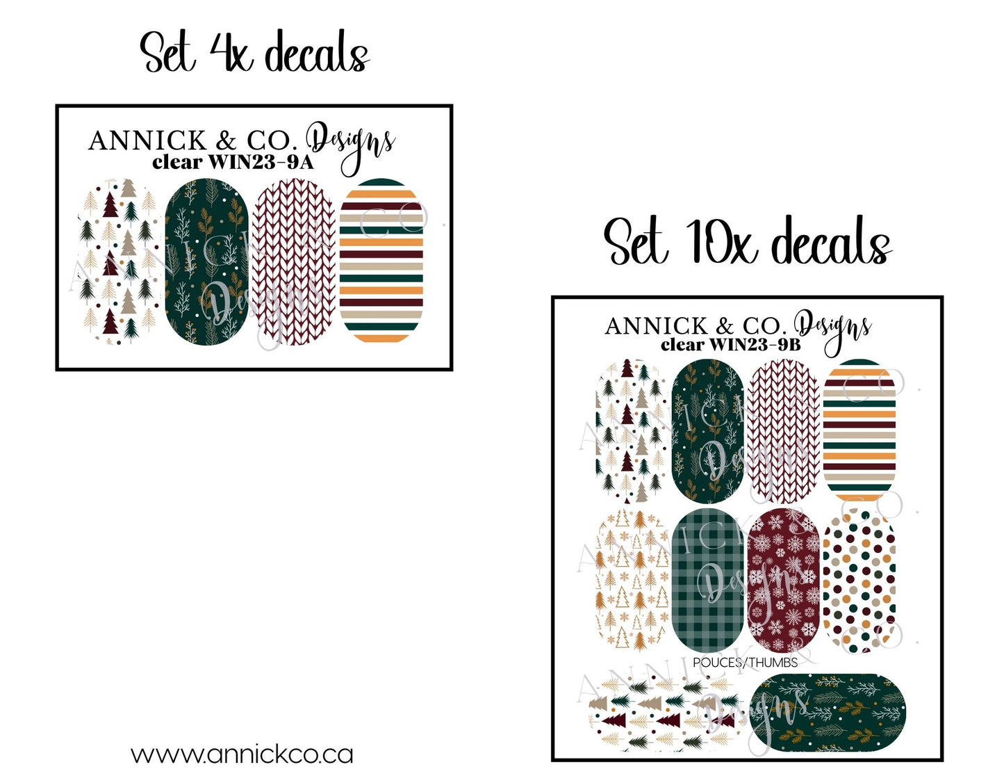 Winter Flowers waterdecals for nails