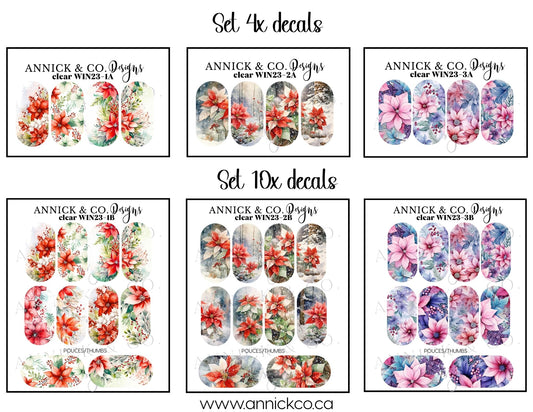 Winter Flowers waterslide decals for nails