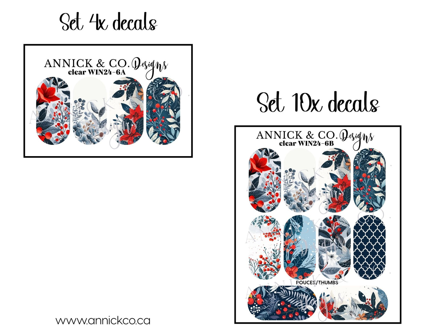 Chritmas and Winter festivites waterslide decals for nails