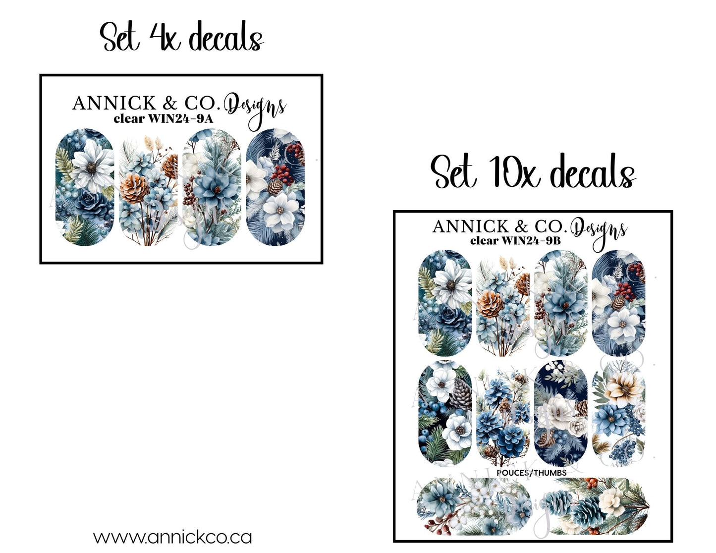 Chritmas and Winter festivites waterslide decals for nails