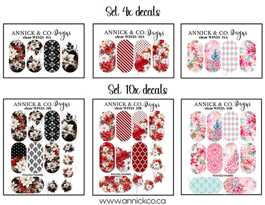 Chritmas and Winter flowers waterslide decals for nails