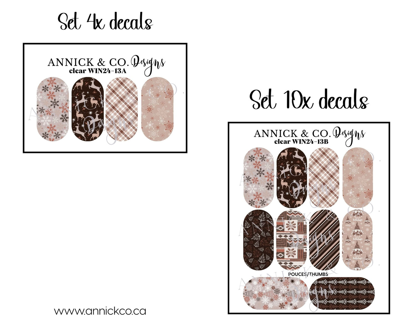 Chritmas and Winter festivites waterslide decals for nails
