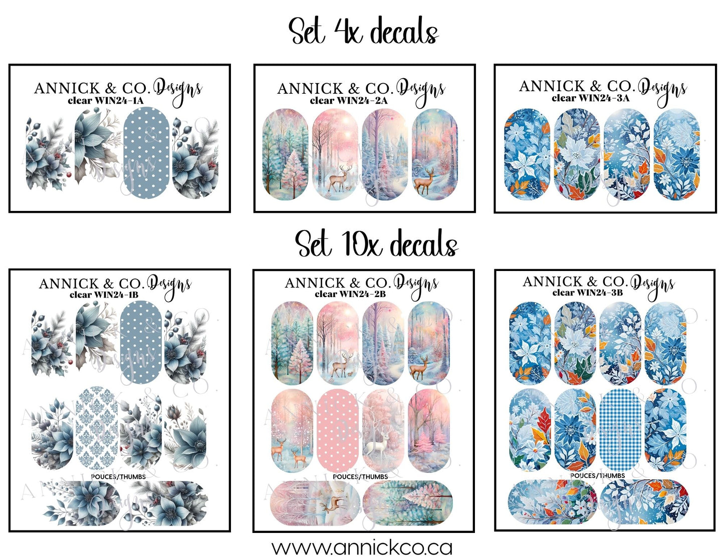  Winter flowers waterslide decals for nails