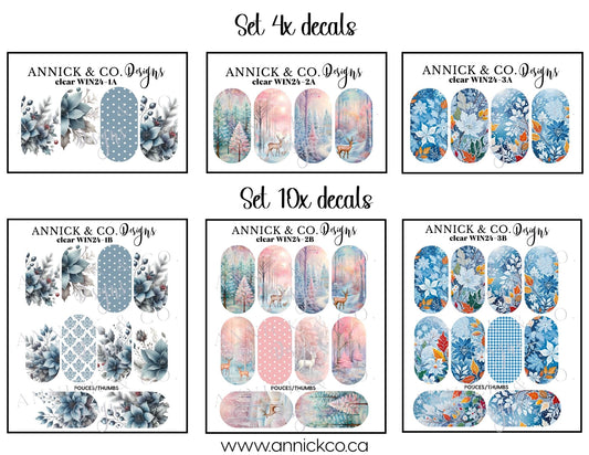  Winter flowers waterslide decals for nails