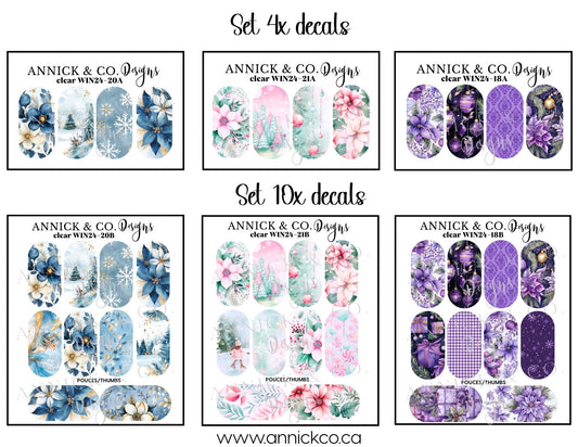 Chritmas and Winter flowers waterslide decals for nails