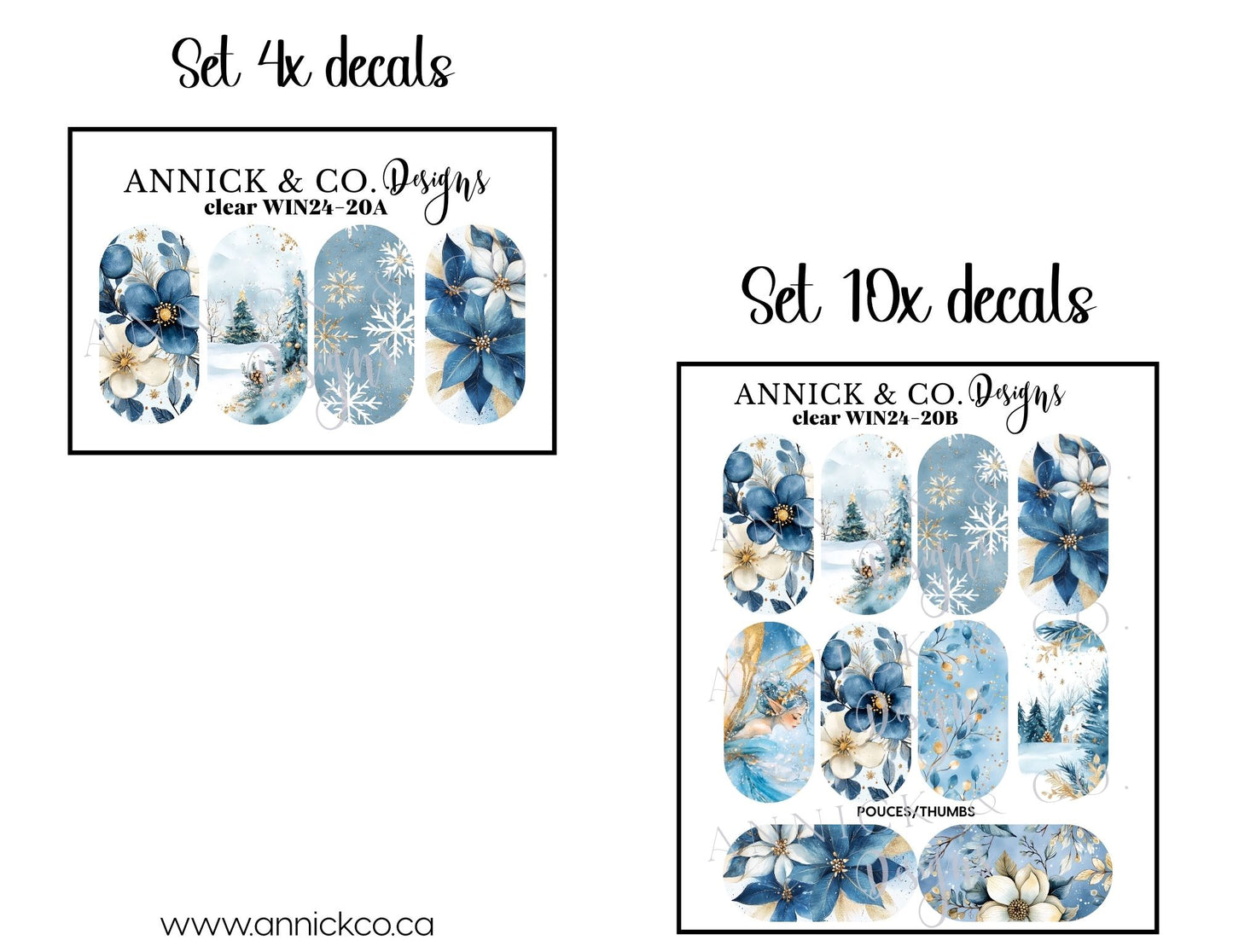 Chritmas and Winter flowers waterslide decals for nails