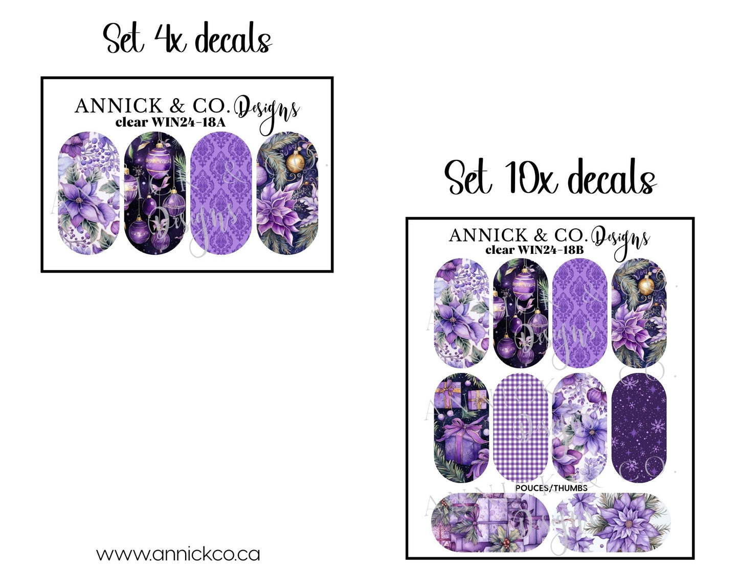 Chritmas and Winter flowers waterslide decals for nails