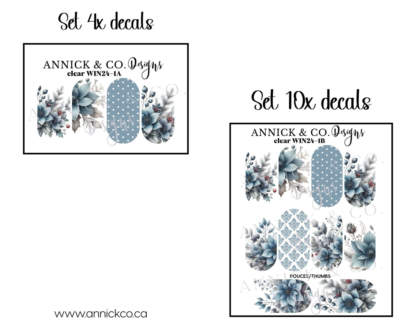  Winter flowers waterslide decals for nails
