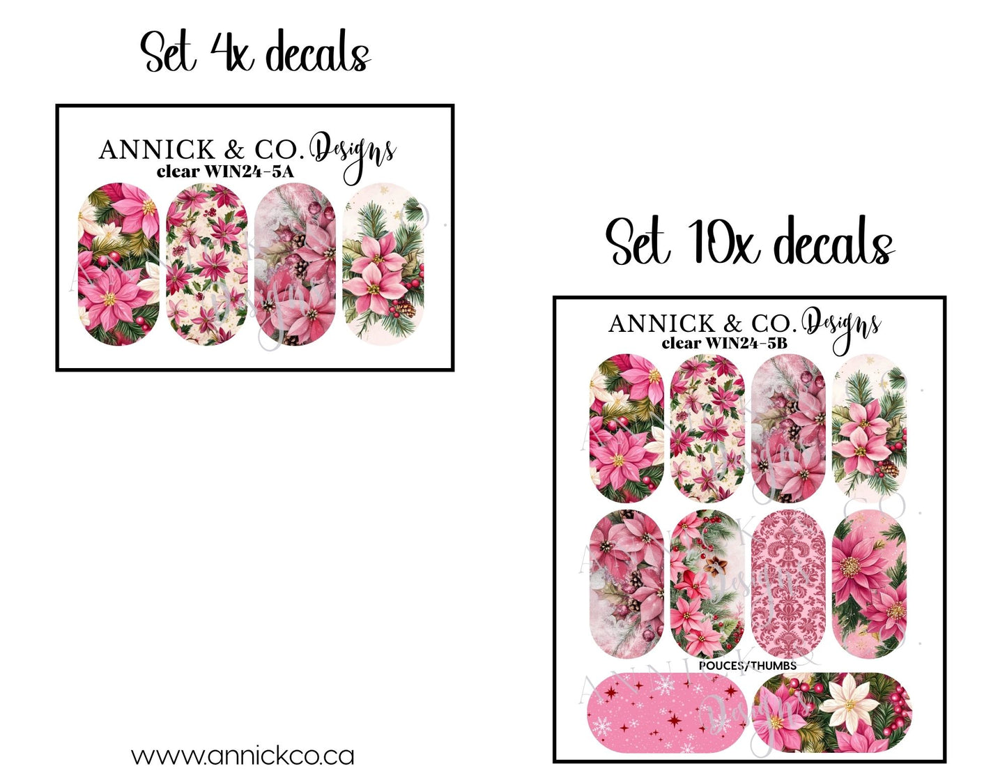 Chritmas and Winter flowers waterslide decals for nails