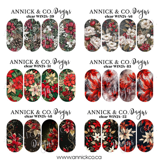 Winter flowers waterslide decals for nails 