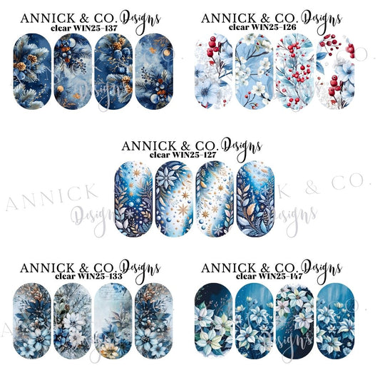 WINTER & CHRISTMAS FLOWERS Waterslide nails decals