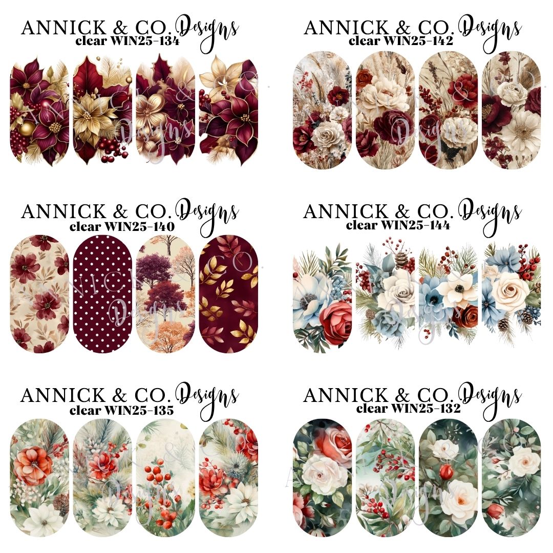 Winter beautiful flowers waterslide nails decals
