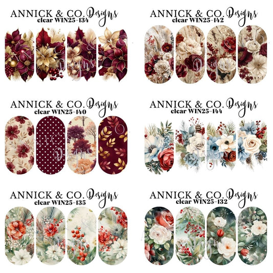 Winter beautiful flowers waterslide nails decals