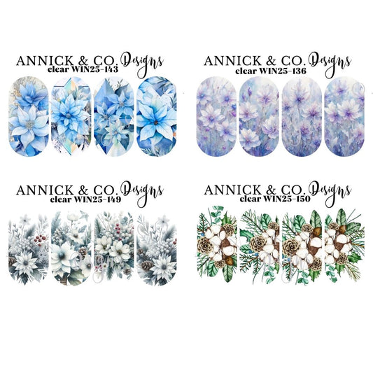 Winter flowers waterslide nails decals