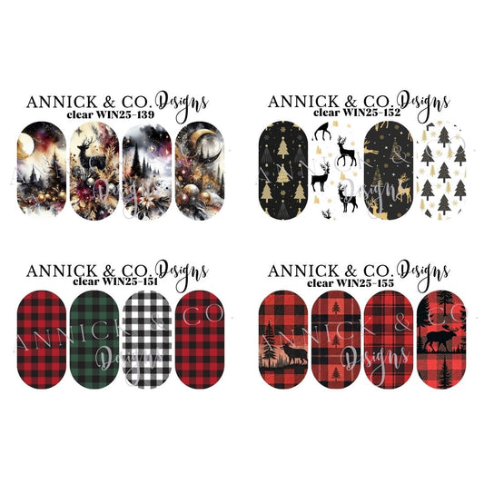 Christmas plaid and deer waterslide nails decals