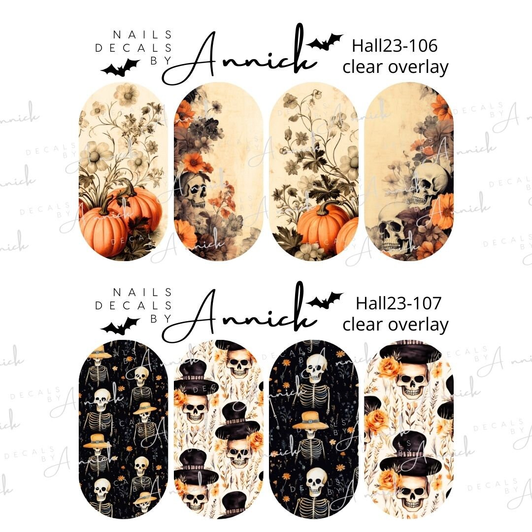 Halloween Skeleton Nail Water Transfer Decals