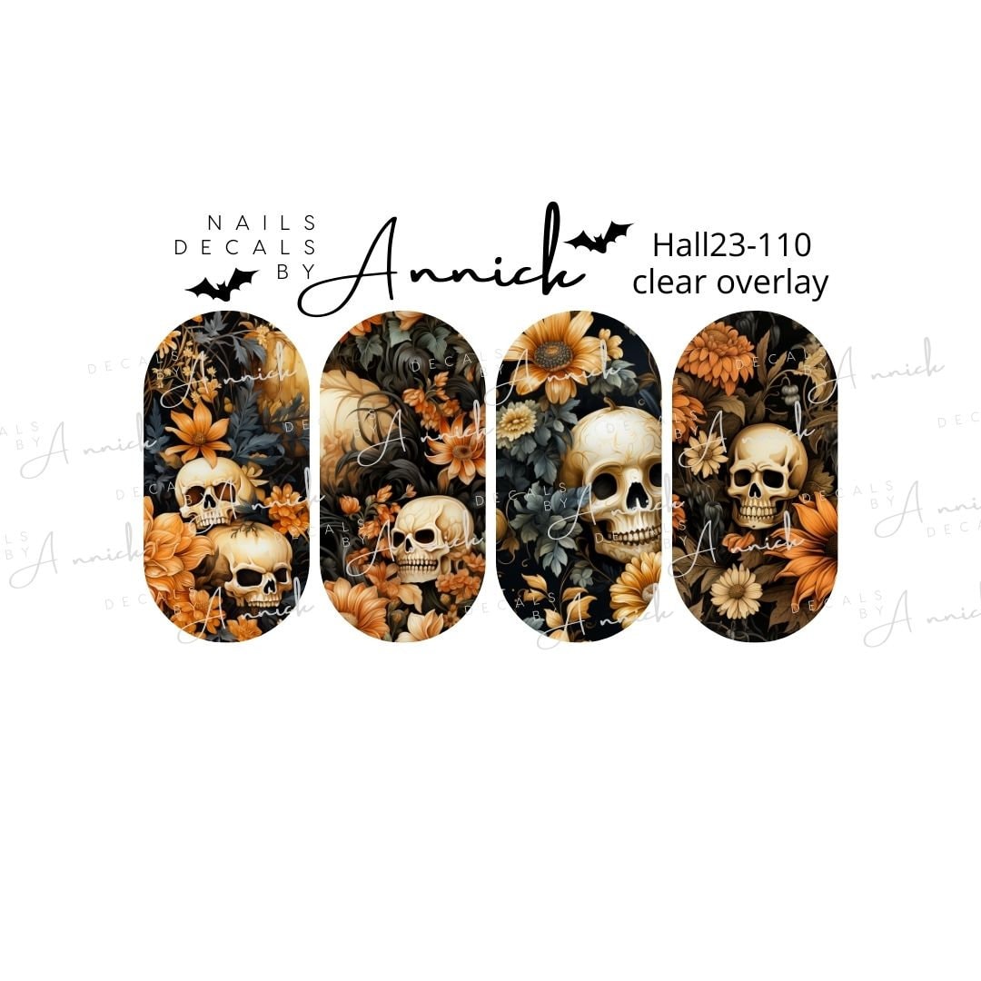 Halloween Skeleton Nail Water Transfer Decals