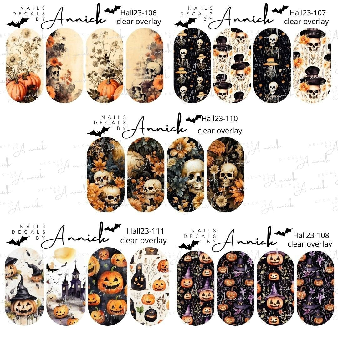 Halloween Skeleton Nail Water Transfer Decals